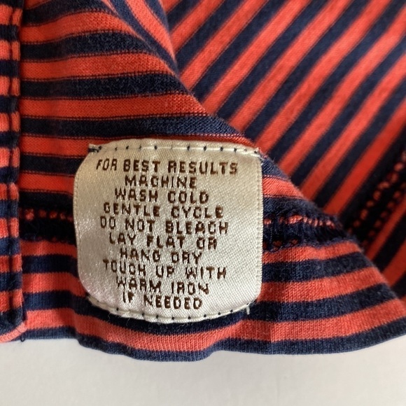 Peter Millar, men’s short sleeve shirt, size large rust colored navy stripes - Picture 9 of 9